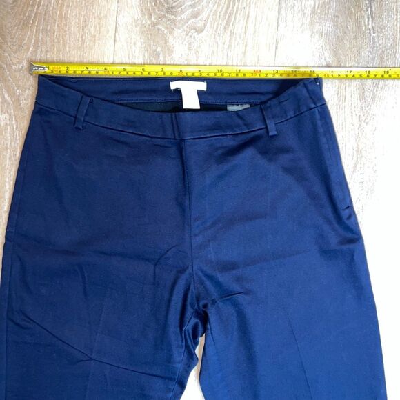 H&M Navy Blue Side Zip Back Slit Pockets Skinny Leg Trouser Pants, Women’s 12 - Picture 2 of 10